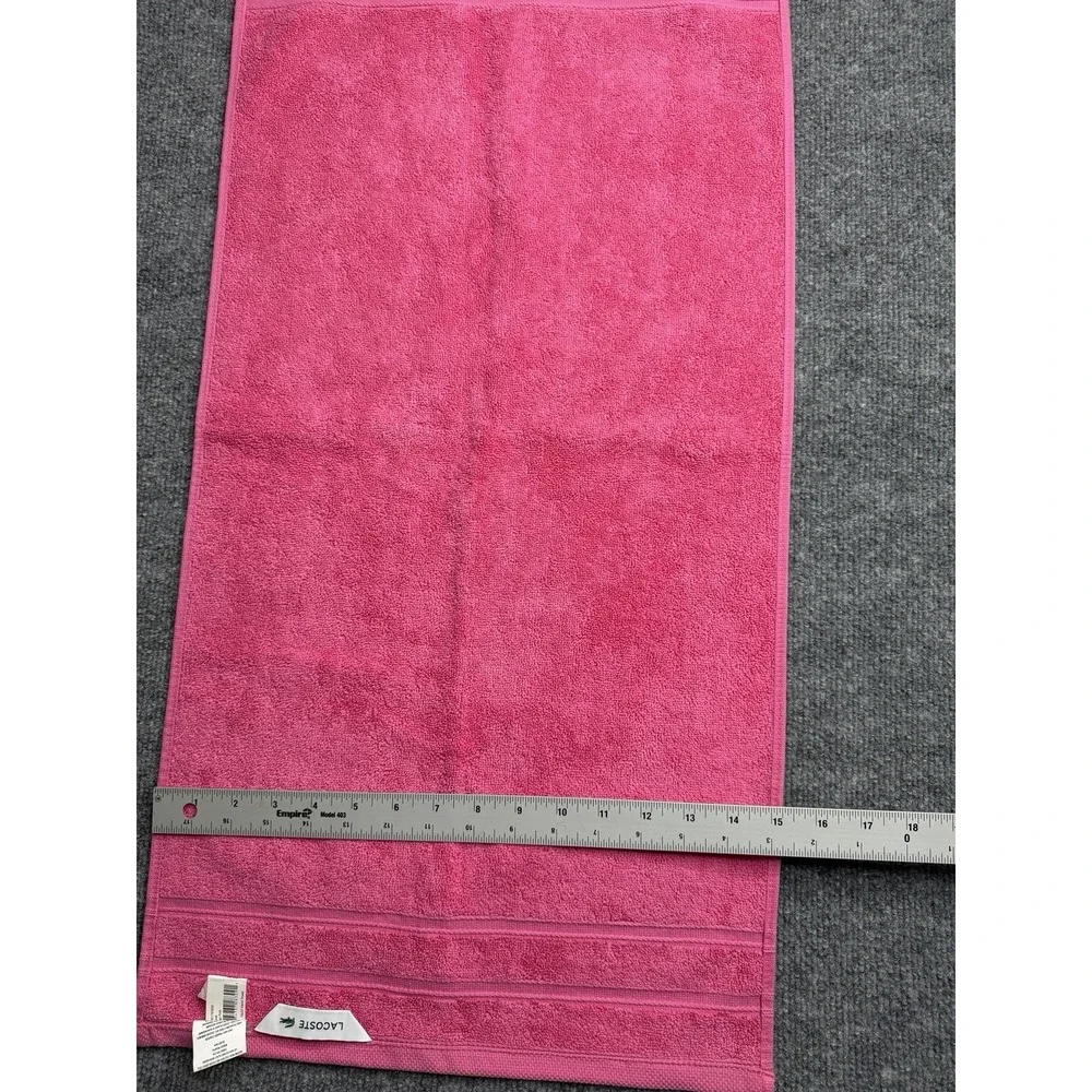 Lacoste Hand Towel Pink Cotton 16x30 Crocodile Logo Bath Spa Gym NWT Soft